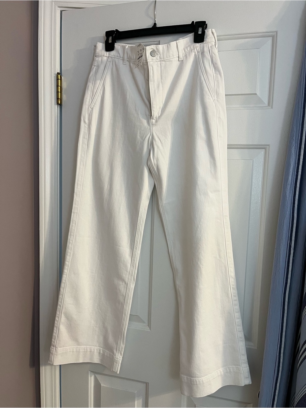J. Crew White High-Rise Wide-Leg Jeans